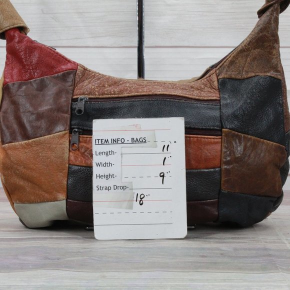 *Womens Multicolor Patchwork Leather Zip Top Hobo Purse Handbag Shoulder Bag - Picture 8 of 8